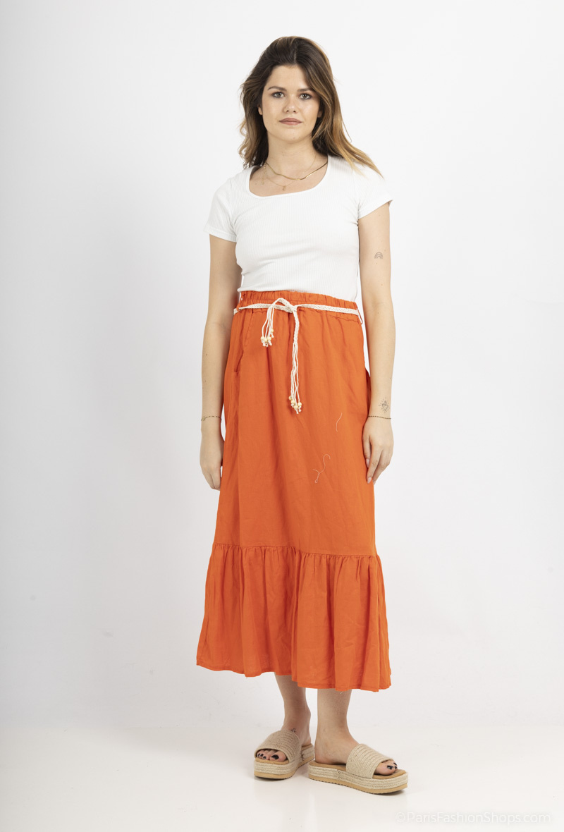 Wholesaler Emma Dore - Linen skirt with belt