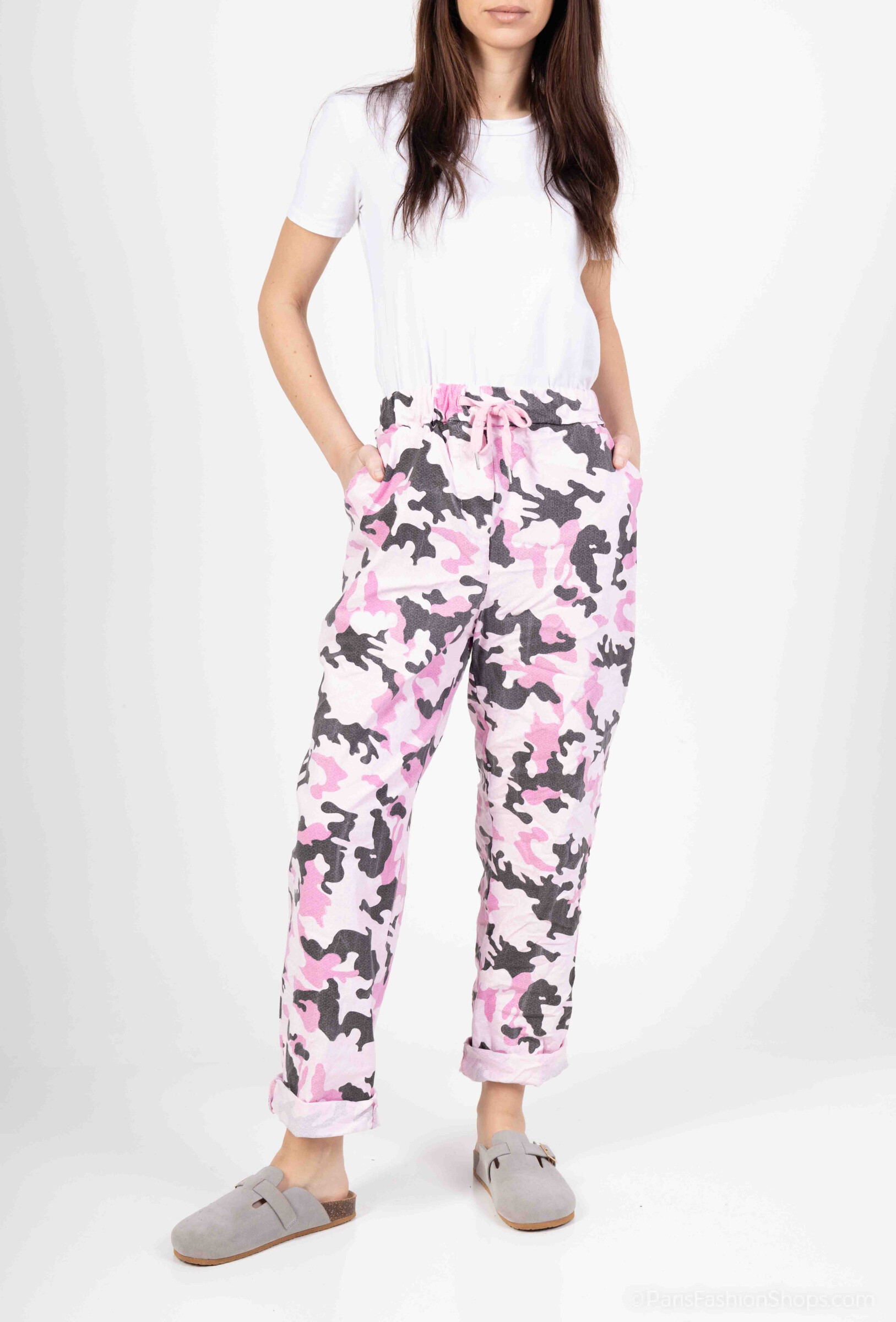 Wholesaler Emma Dore - Plus size elastic pants with military print