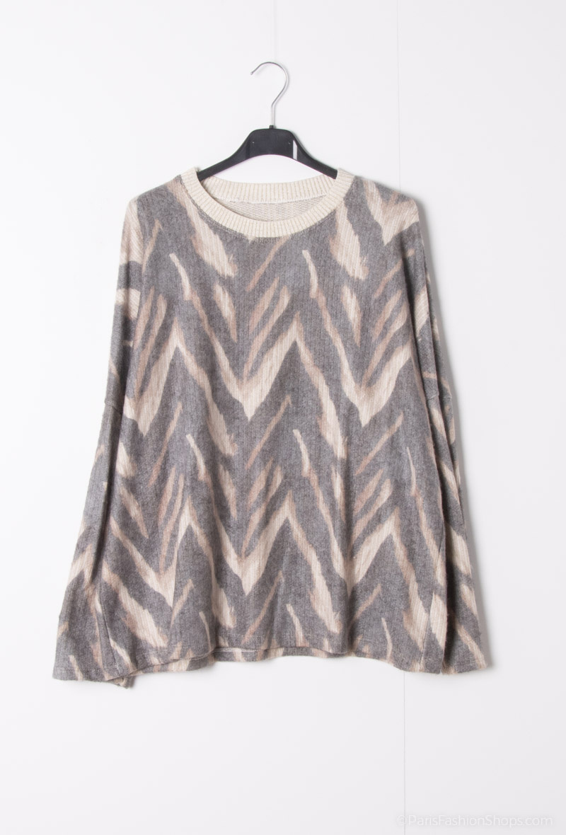 Wholesaler Emma Dore - Round neck sweater with zebra print
