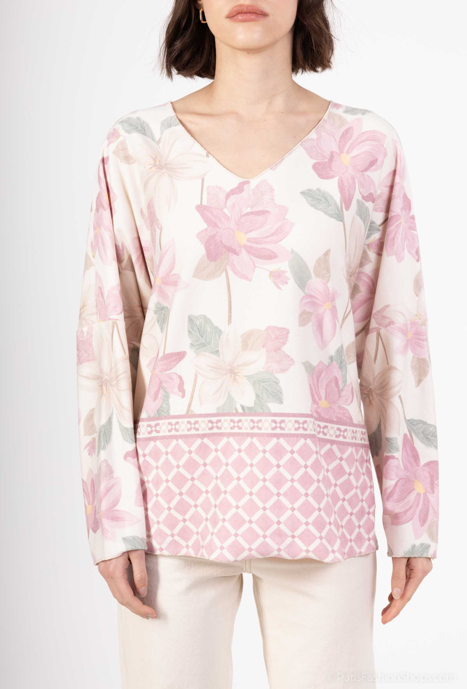Wholesaler Emma Dore - V -neck sweater with floral print