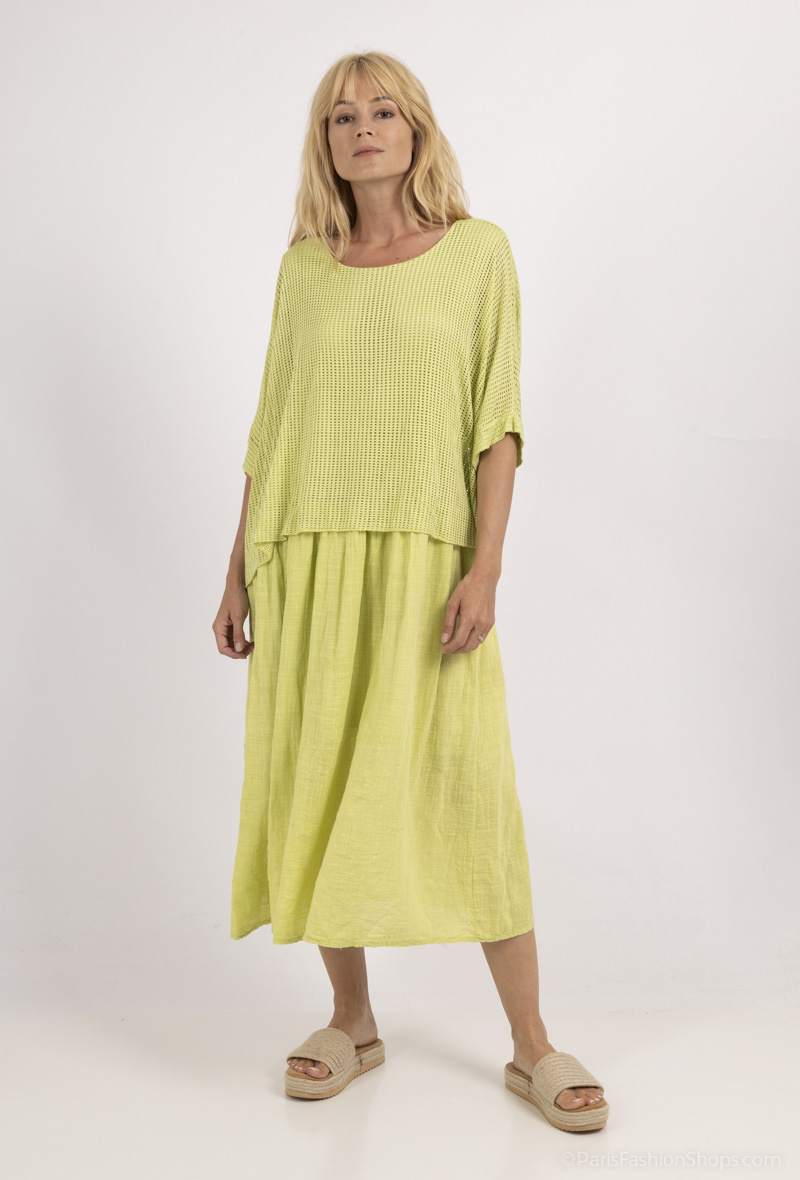Wholesaler Emma Dore - Bi-material dress lined in cotton