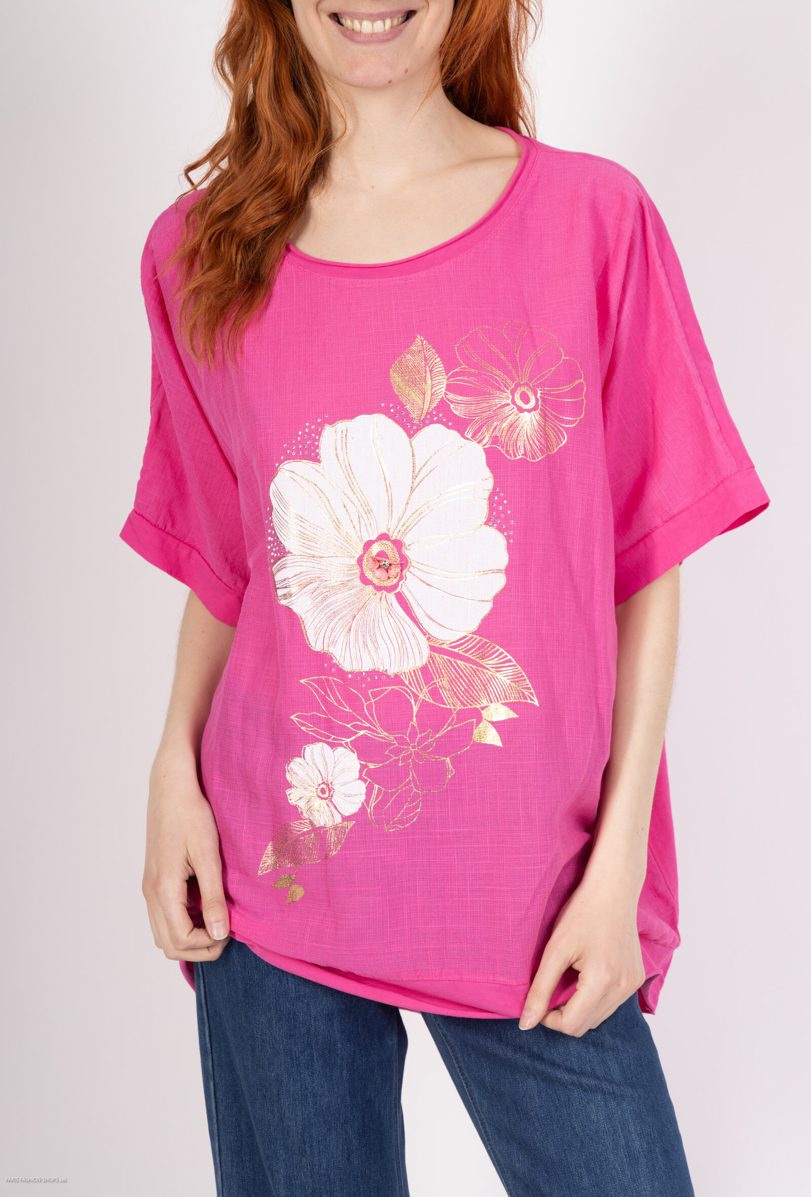 Wholesaler Emma Dore - Flexible t-shirt with flow flower print