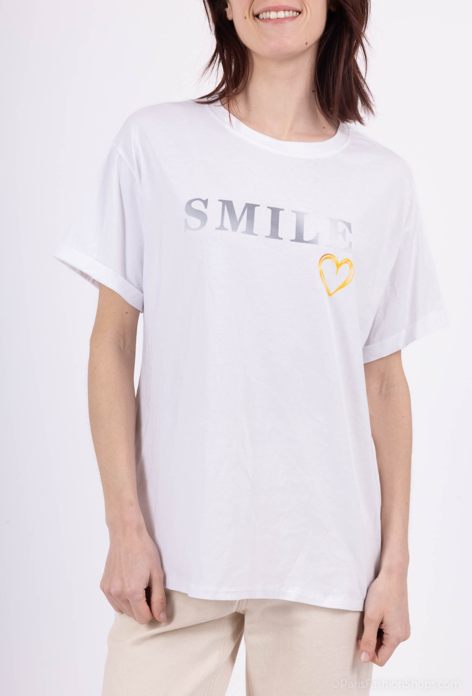 Wholesaler Emma Dore - T-shirt with "smile" print