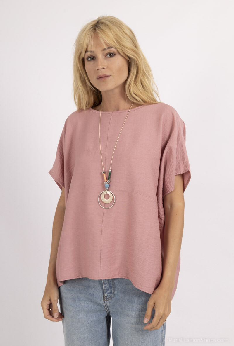 Grossiste Emma Dore - Top uni en viscose, tissu recomposer