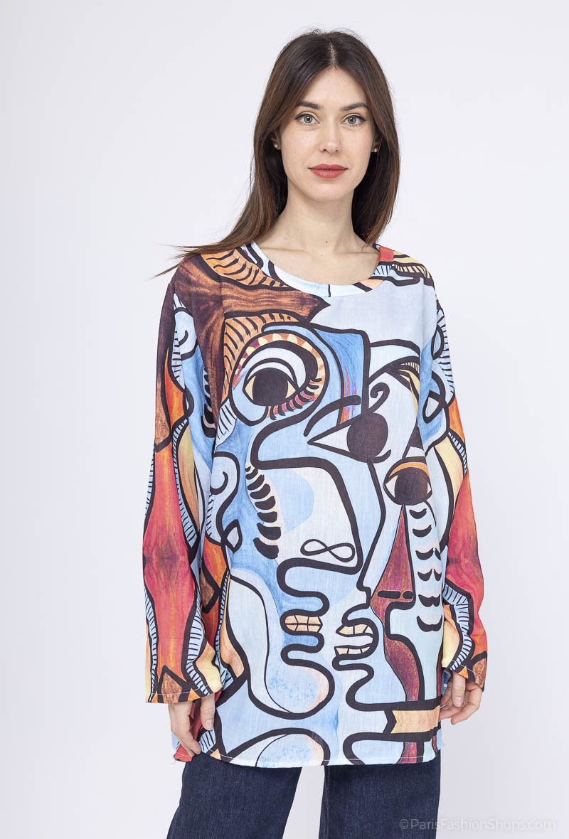 Mayorista Emma Dore - Túnica estampada, cuello redondo.