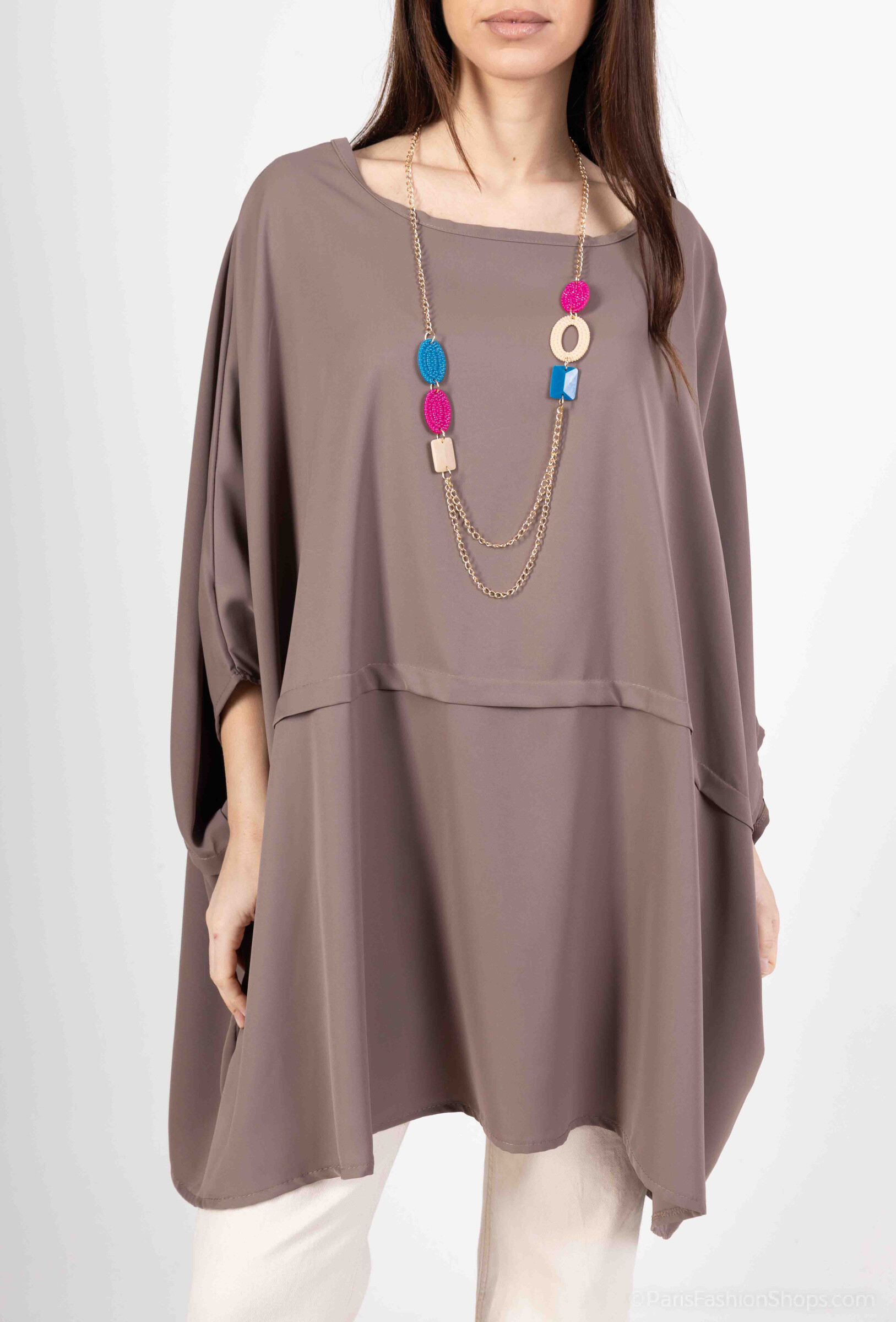 Mayorista Emma Dore - Túnica redonda de granicidad con collar