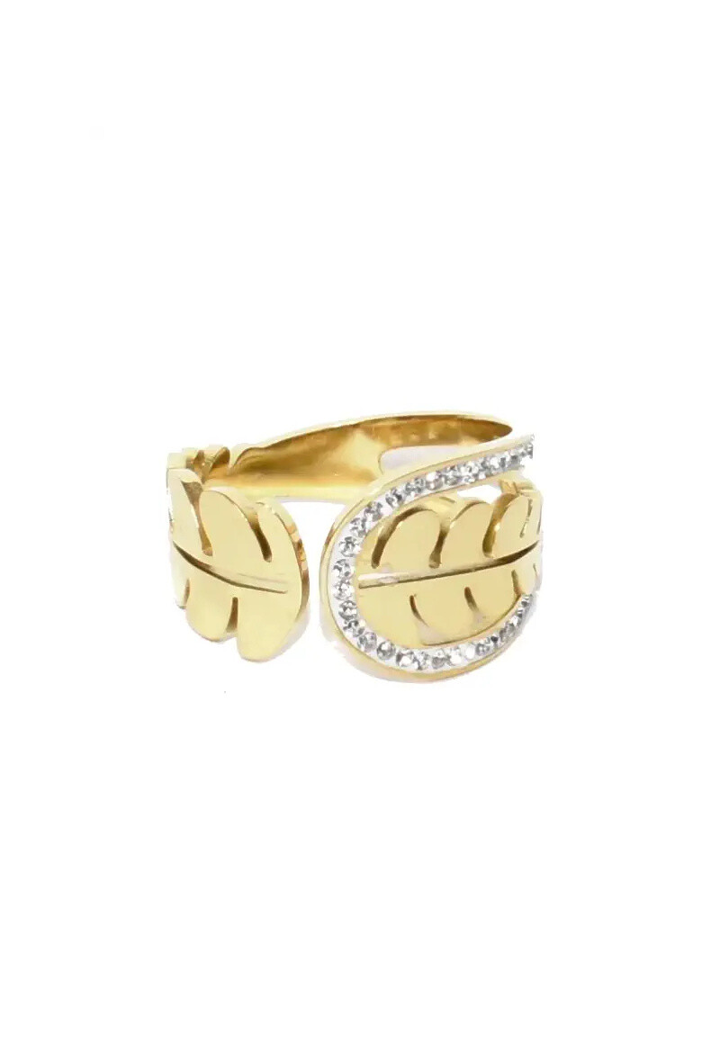 Grossiste Emma Fantaisies - Bague taille réglable feuille Or