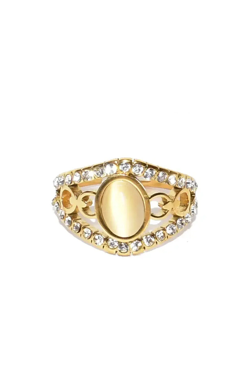 Grossiste Emma Fantaisies - Bague pierre taille réglable Or