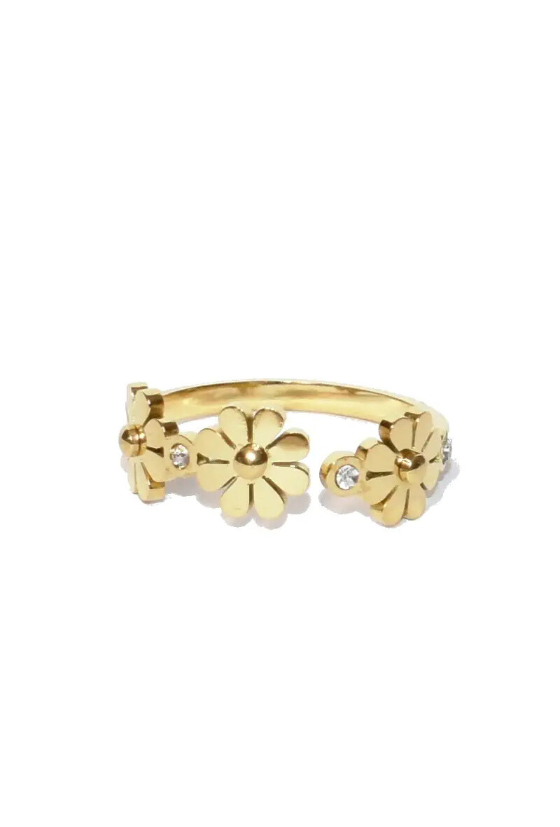 Grossiste Emma Fantaisies - Bague taille réglable fleur Or