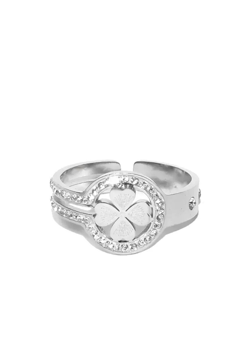 Grossiste Emma Fantaisies - Bague trèfle taille réglable Argent