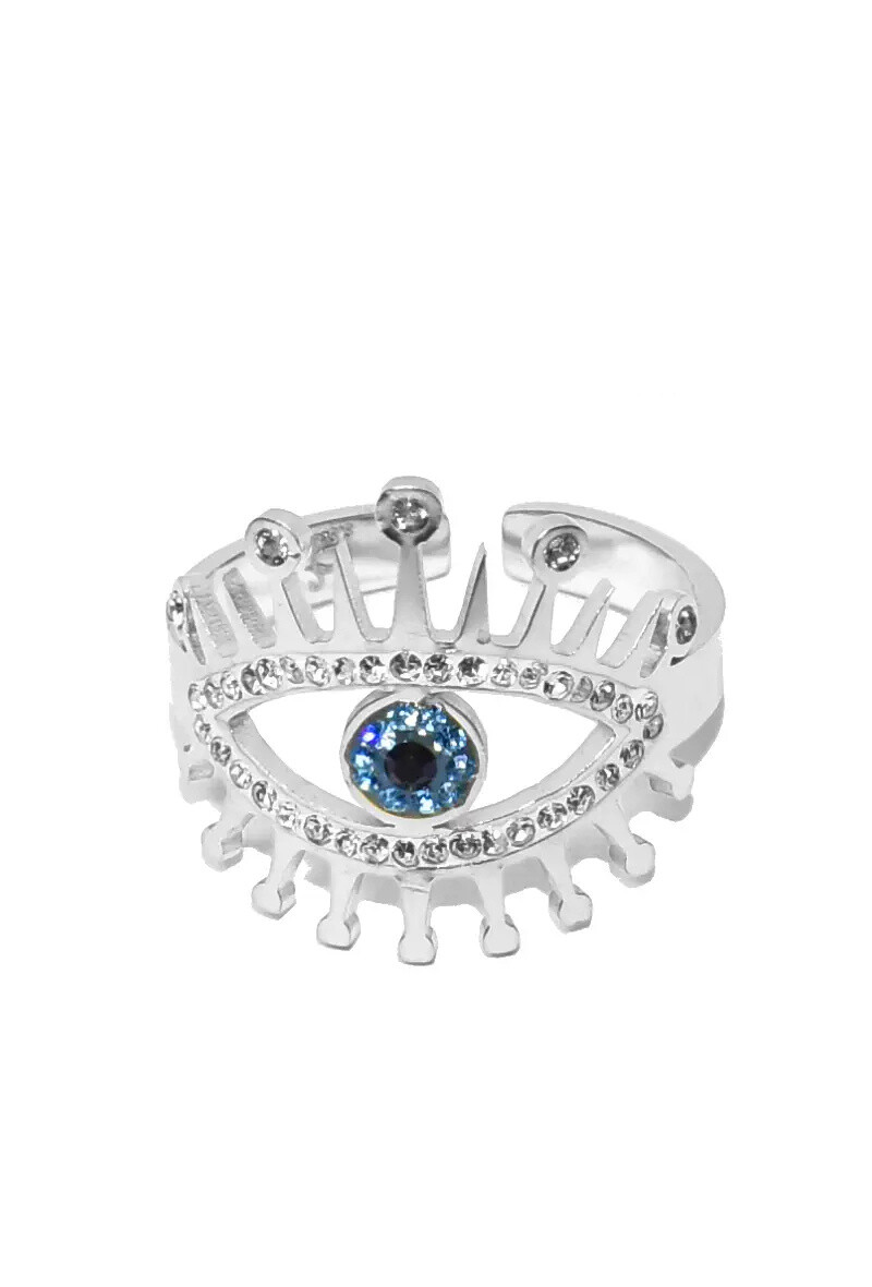 Grossiste Emma Fantaisies - Bague taille réglable oeil fatma Argent