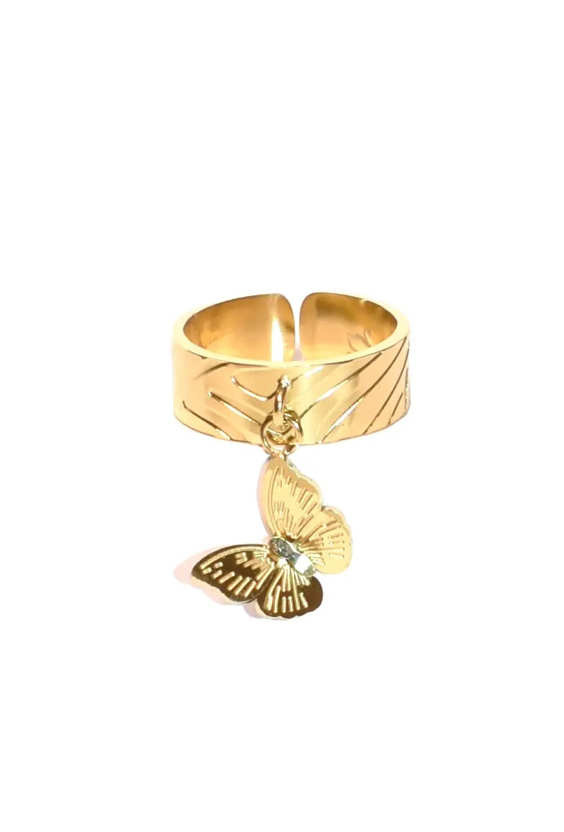 Grossiste Emma Fantaisies - Bague taille réglable papillon Or