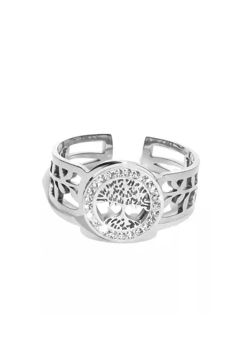 Grossiste Emma Fantaisies - Bague arbre de la vie taille réglable Argent