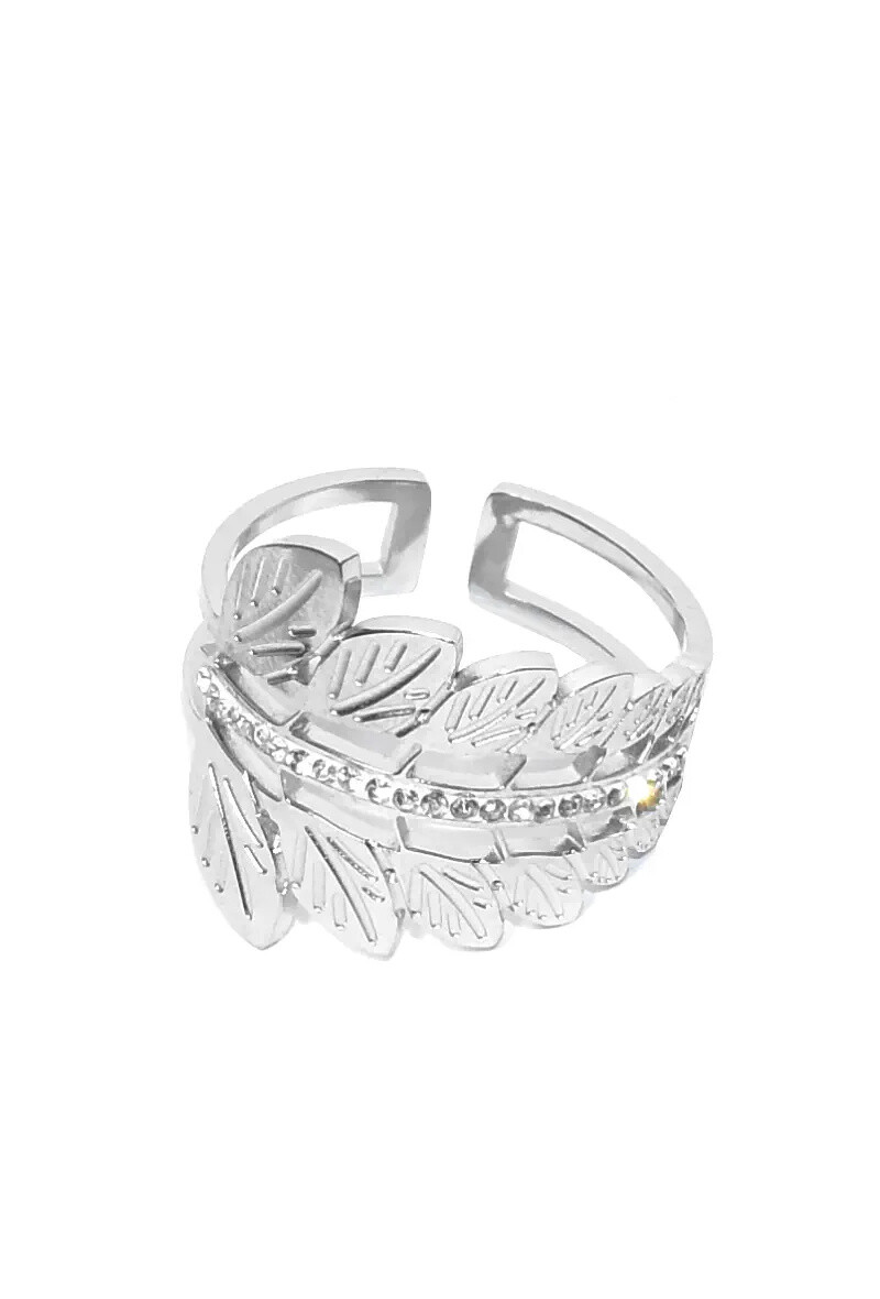 Grossiste Emma Fantaisies - Bague taille réglable feuille de la vie Argent
