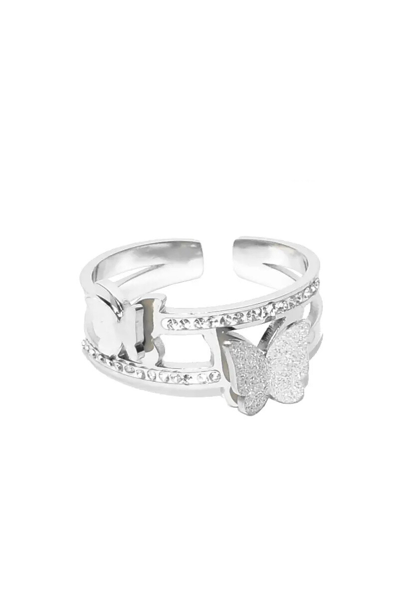 Grossiste Emma Fantaisies - Bague taille réglable papillon Argent