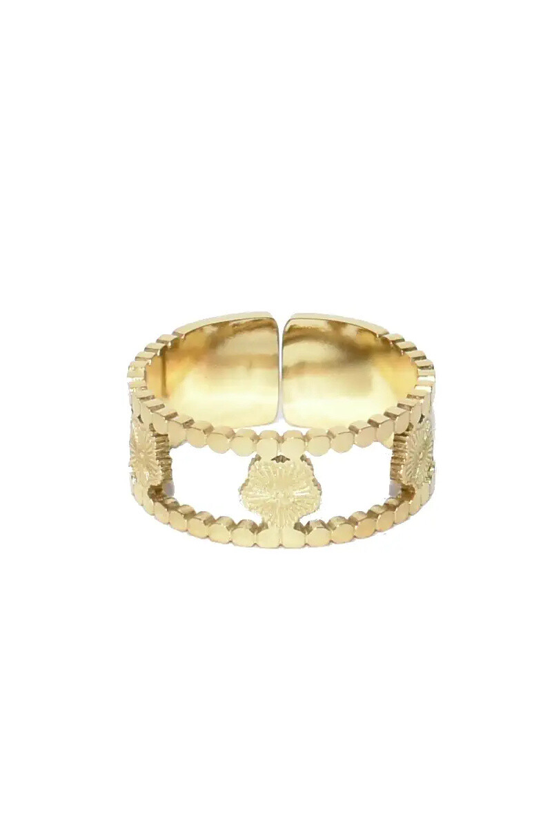 Grossiste Emma Fantaisies - Bague taille réglable fleur Or
