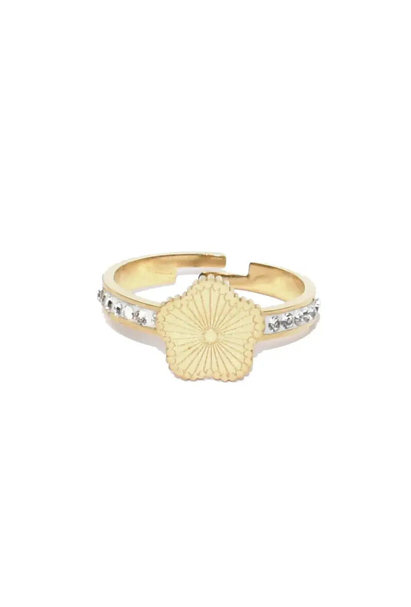 Grossiste Emma Fantaisies - Bague taille réglable fleur Or