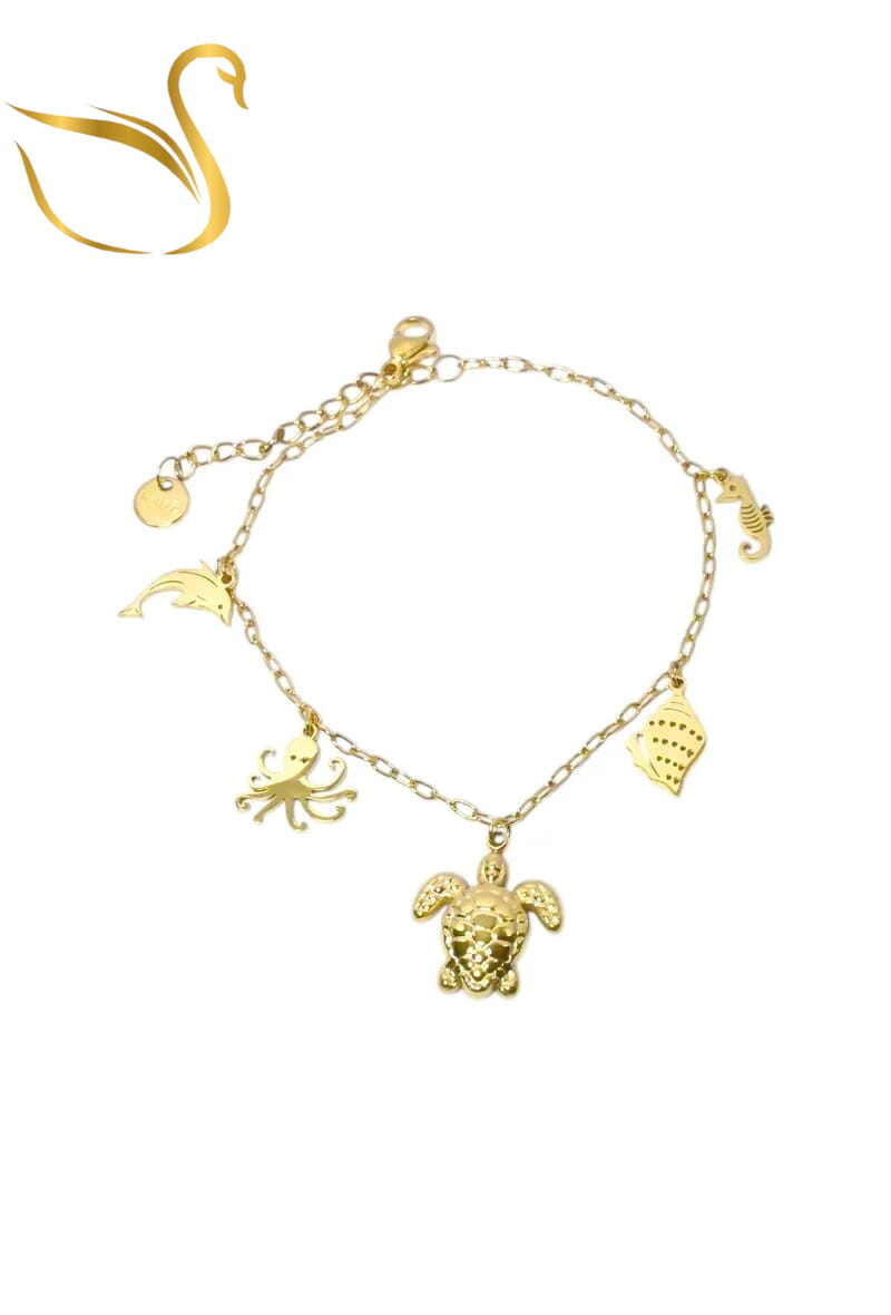 Grossiste Emma Fantaisies - Bracelet breloque tortue Or