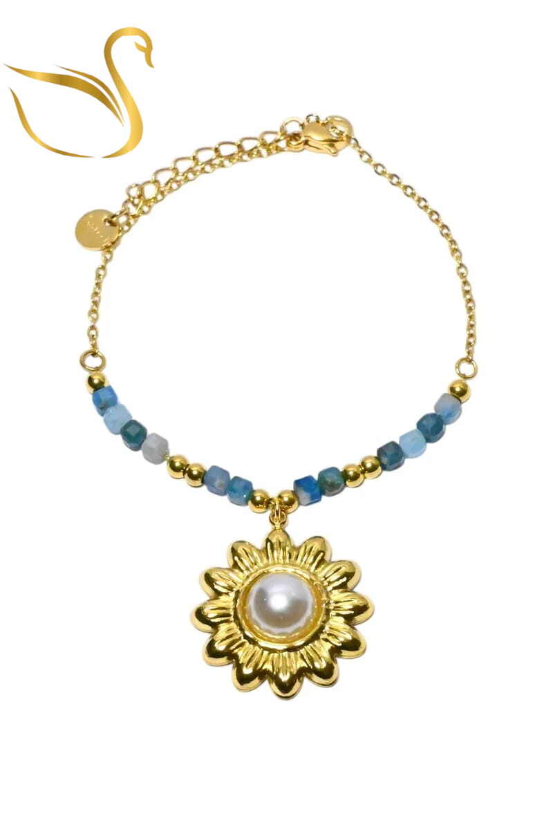 Grossiste Emma Fantaisies - Bracelet pierre minérale breloque Or