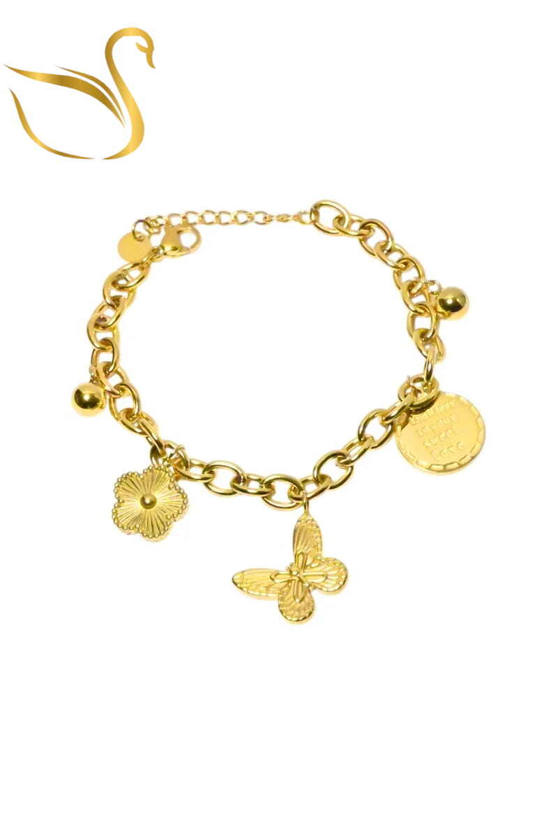 Grossiste Emma Fantaisies - Bracelet breloque papillon Or