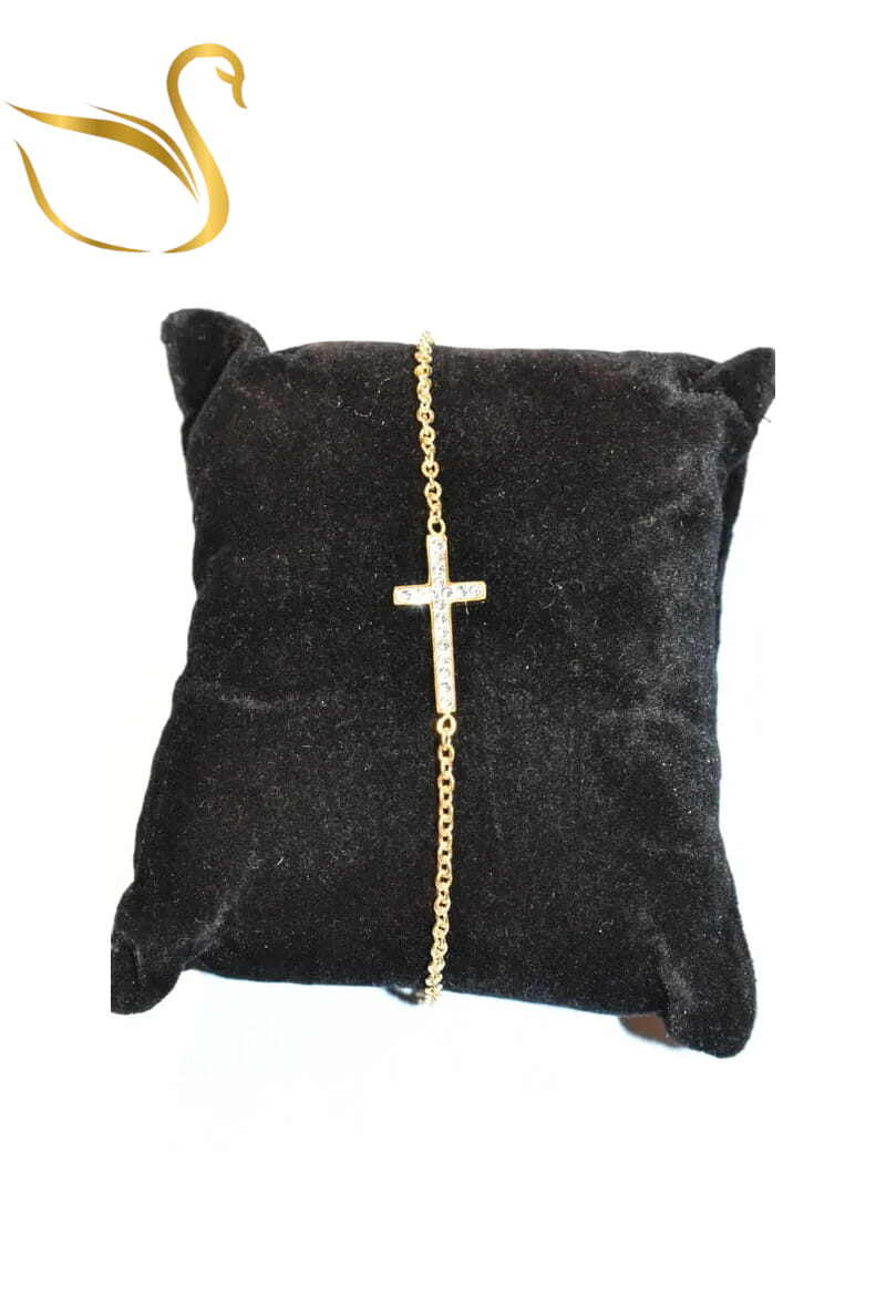 Grossiste Emma Fantaisies - Bracelet croix chapelet Or