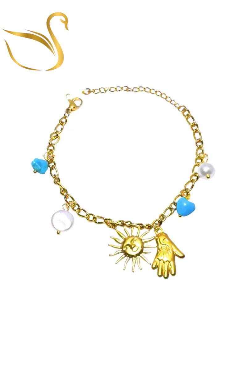 Grossiste Emma Fantaisies - Bracelet breloque soleil main Or