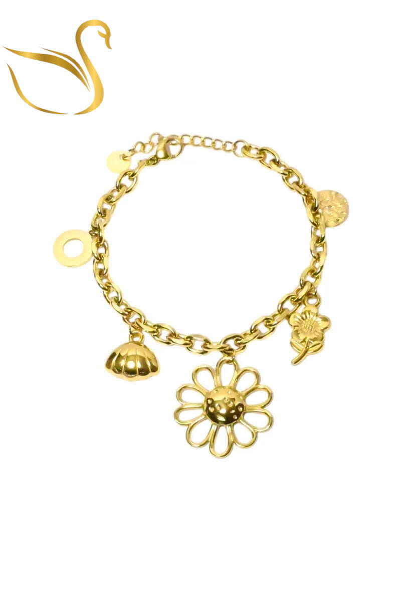 Grossiste Emma Fantaisies - Bracelet breloque fleur Or