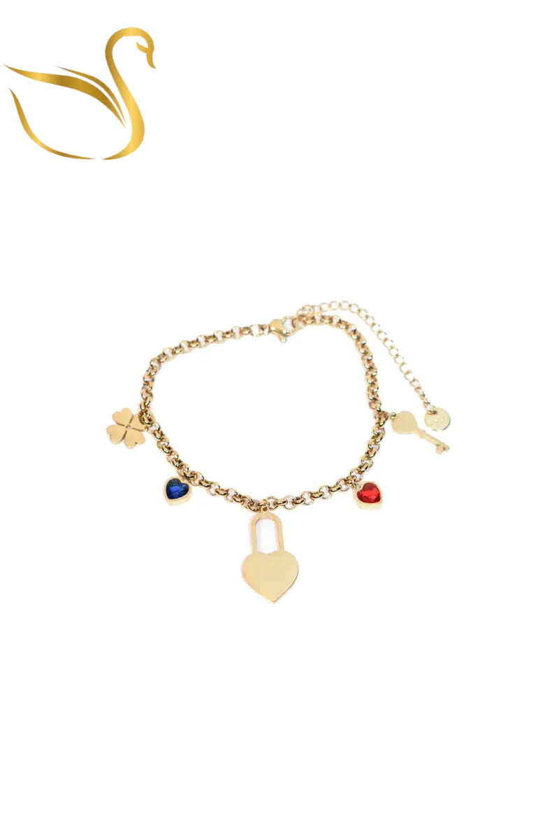 Grossiste Emma Fantaisies - Bracelet coeur breloque Or