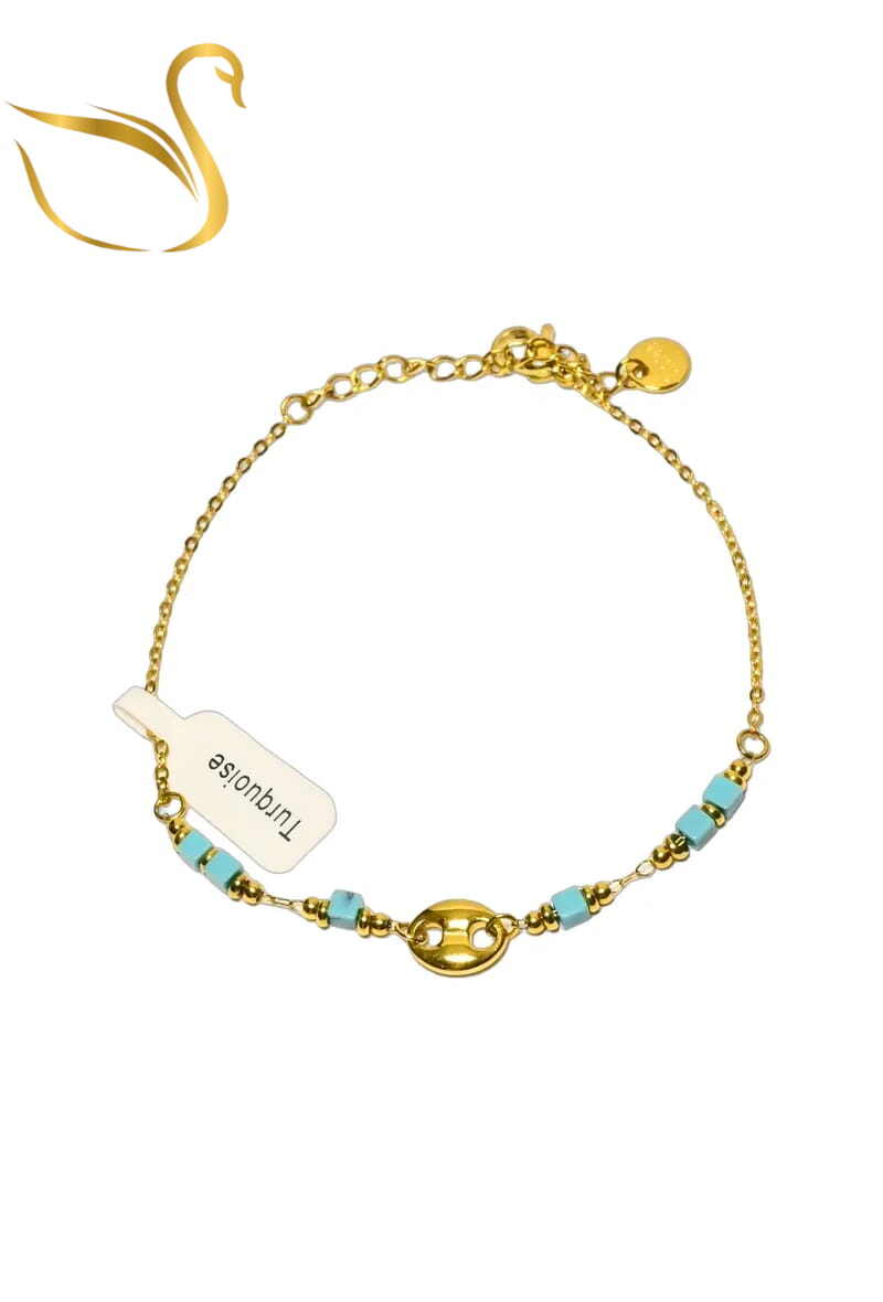 Grossiste Emma Fantaisies - Bracelet turquoise graine de café