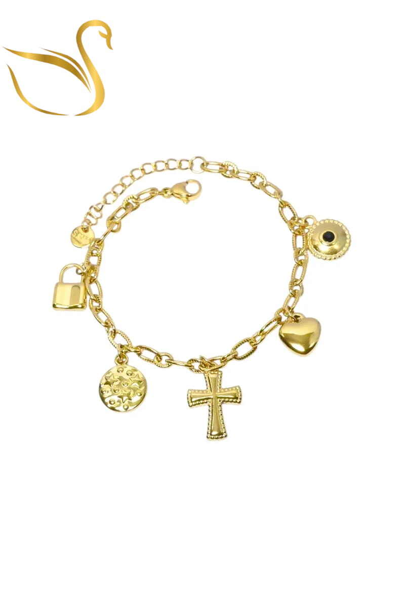 Grossiste Emma Fantaisies - Bracelet breloque croix Or