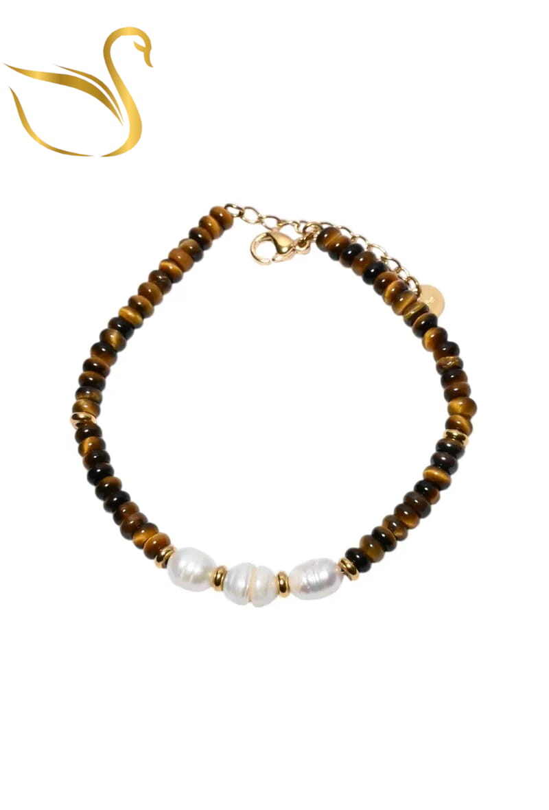 Grossiste Emma Fantaisies - Bracelet pierre minérale perle naturelle Or