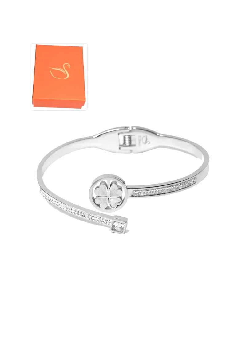 Grossiste Emma Fantaisies - Coffret cadeaux jonc tréfle Argent