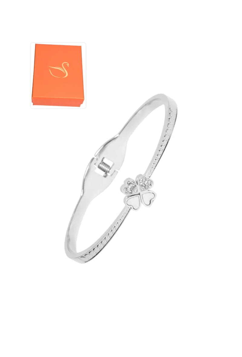 Grossiste Emma Fantaisies - Coffret cadeaux jonc tréfle Argent