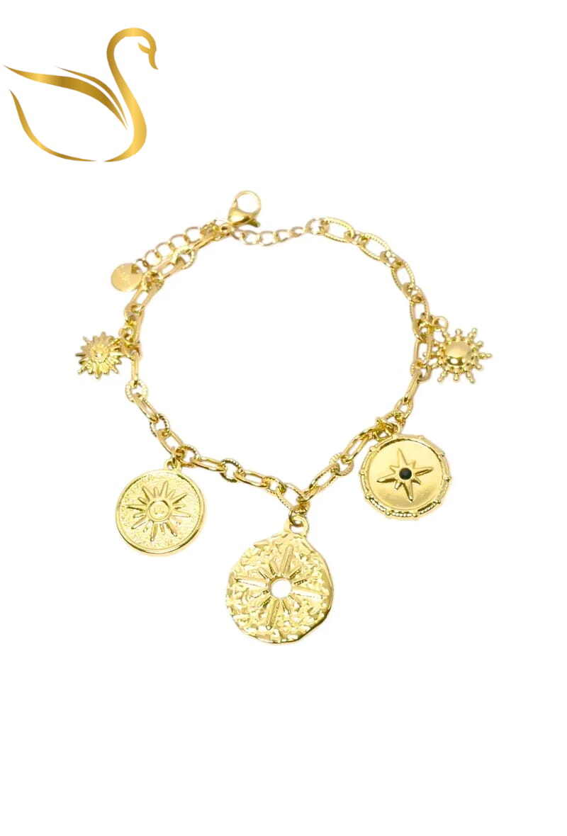 Grossiste Emma Fantaisies - Bracelet breloque soleil Or