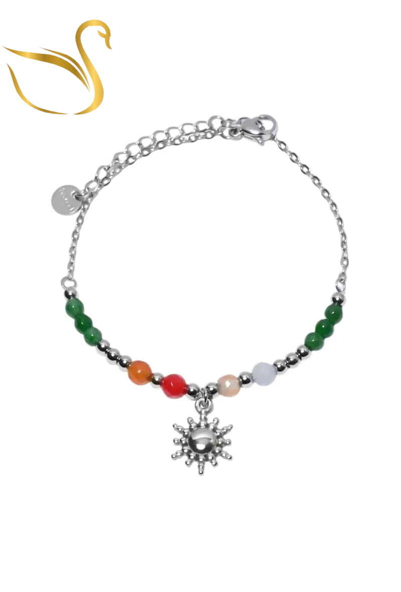 Grossiste Emma Fantaisies - Bracelet pierre minérale soleil Argent