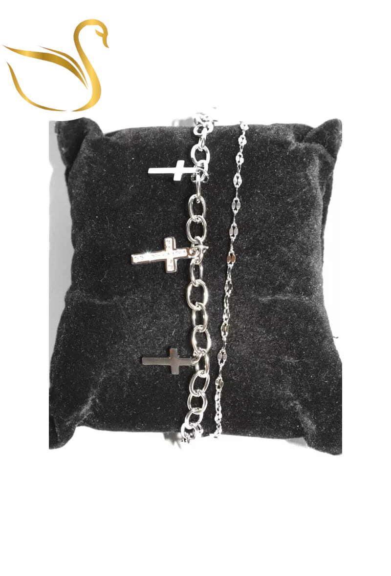 Grossiste Emma Fantaisies - Bracelet croix chapelet Argent