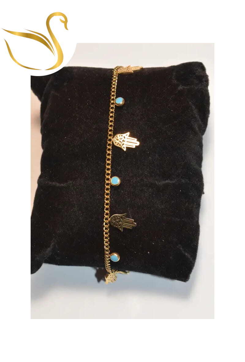 Grossiste Emma Fantaisies - Bracelet main de Fatma fleur en émail Or