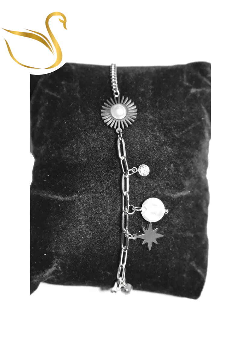 Grossiste Emma Fantaisies - Bracelet soleil breloque Argent