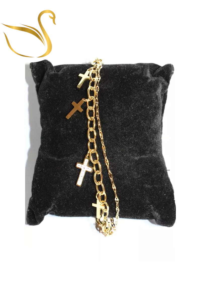 Grossiste Emma Fantaisies - Bracelet croix chapelet Or