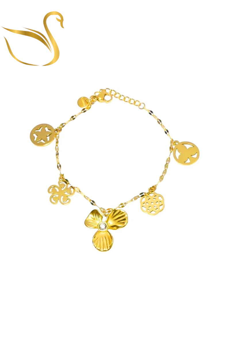 Grossiste Emma Fantaisies - Bracelet breloque fleur Or