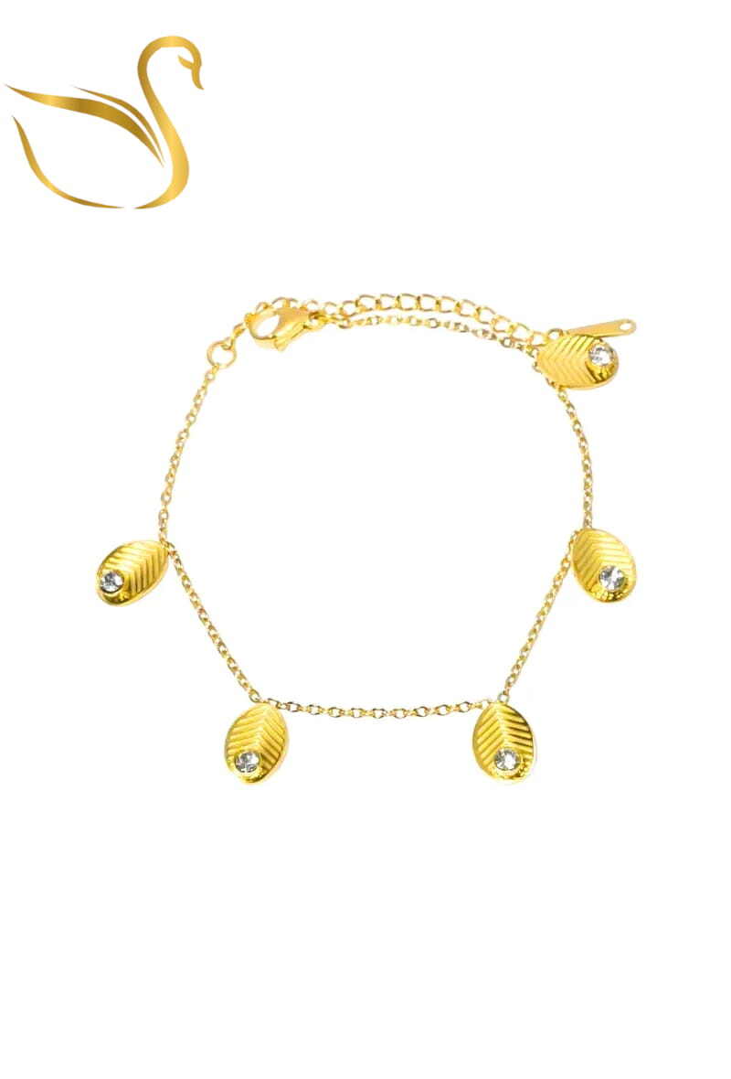 Grossiste Emma Fantaisies - Bracelet breloque feuille Or