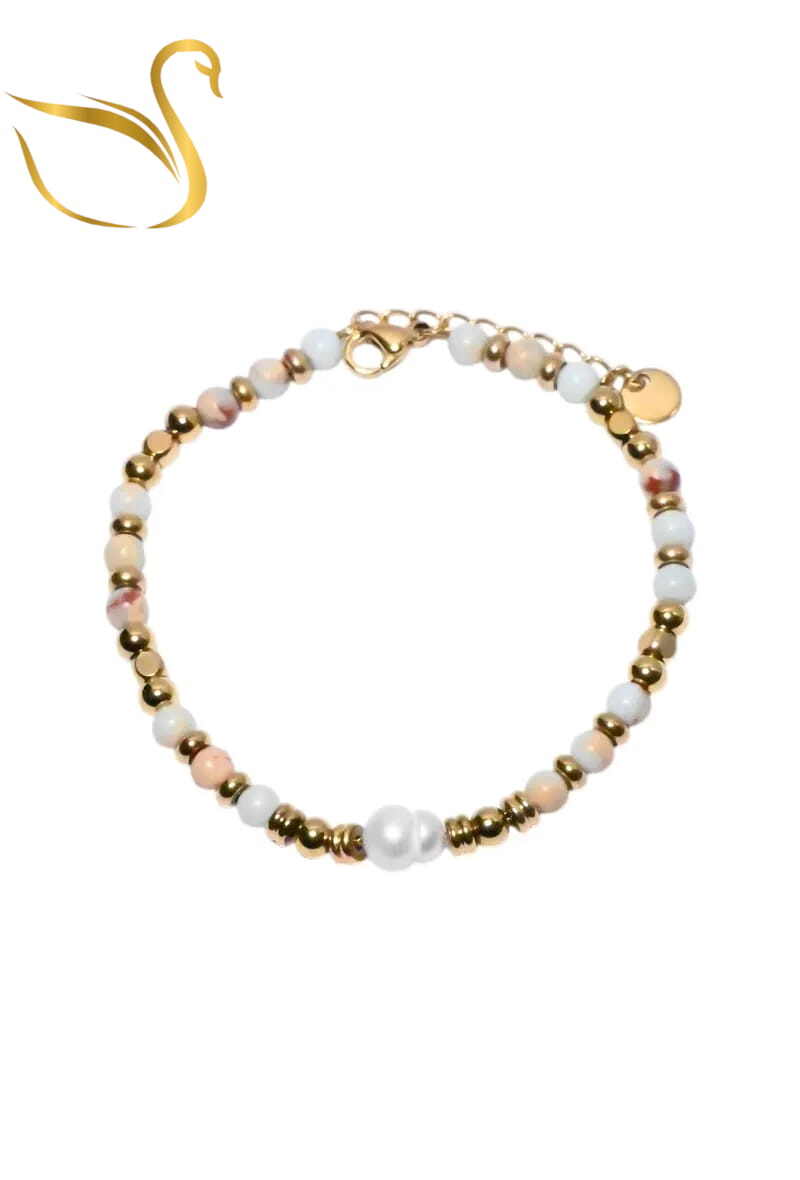 Grossiste Emma Fantaisies - Bracelet pierre minérale perle naturelle Or