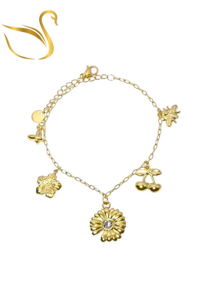 Grossiste Emma Fantaisies - Bracelet breloque fleur Or