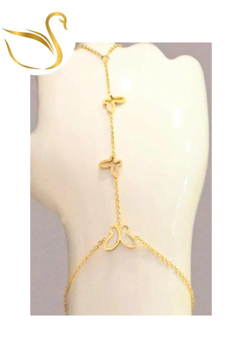 Grossiste Emma Fantaisies - Bracelet chaîne de main papillon Or
