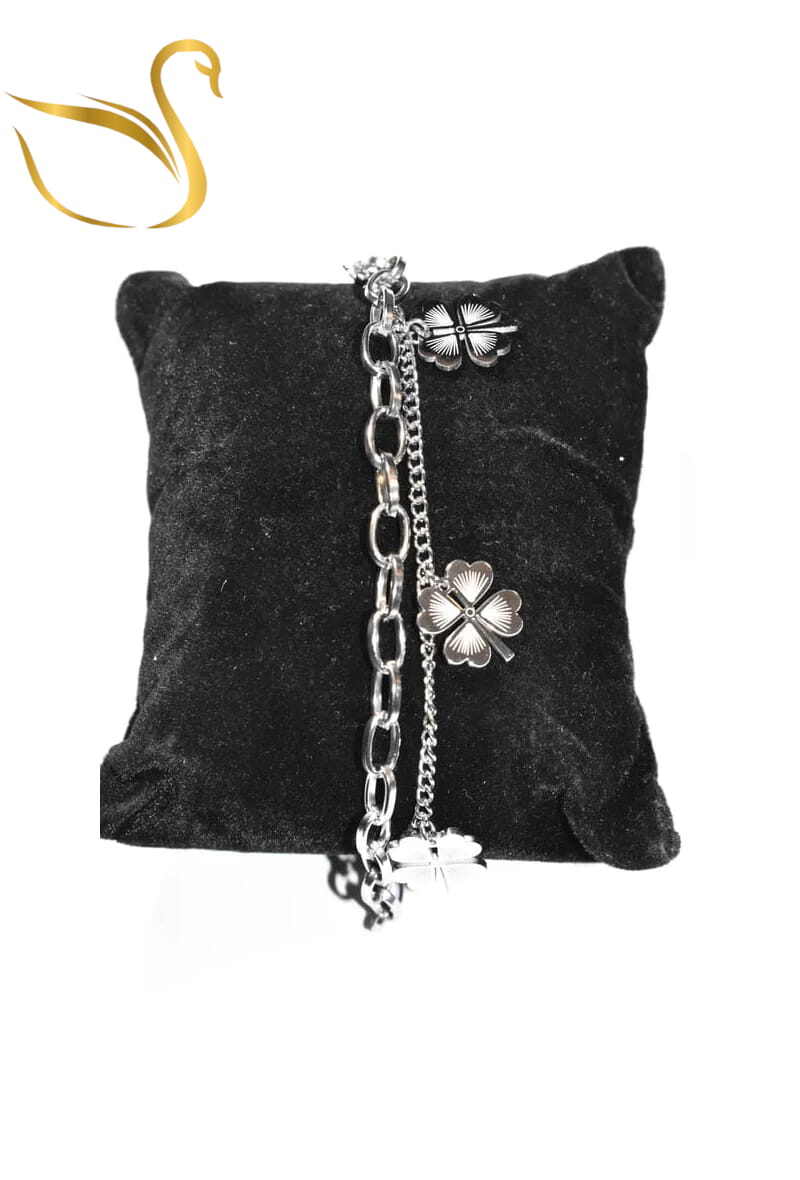Grossiste Emma Fantaisies - Bracelet trèfle a quatre feuilles Argent