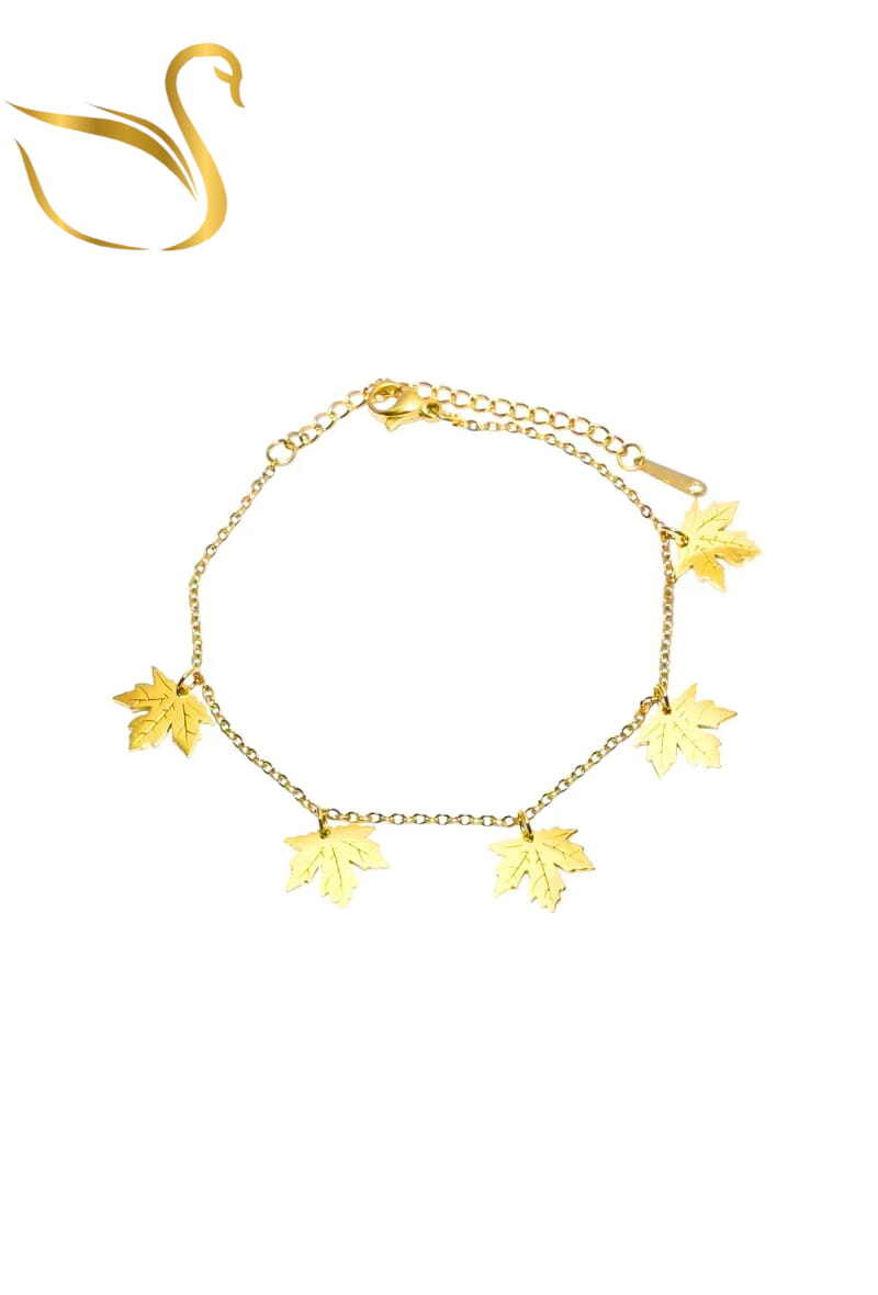 Grossiste Emma Fantaisies - Bracelet breloque feuille Or