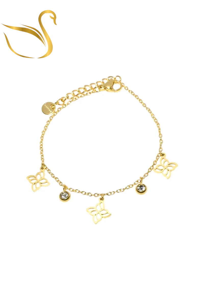 Grossiste Emma Fantaisies - Bracelet fleur Or