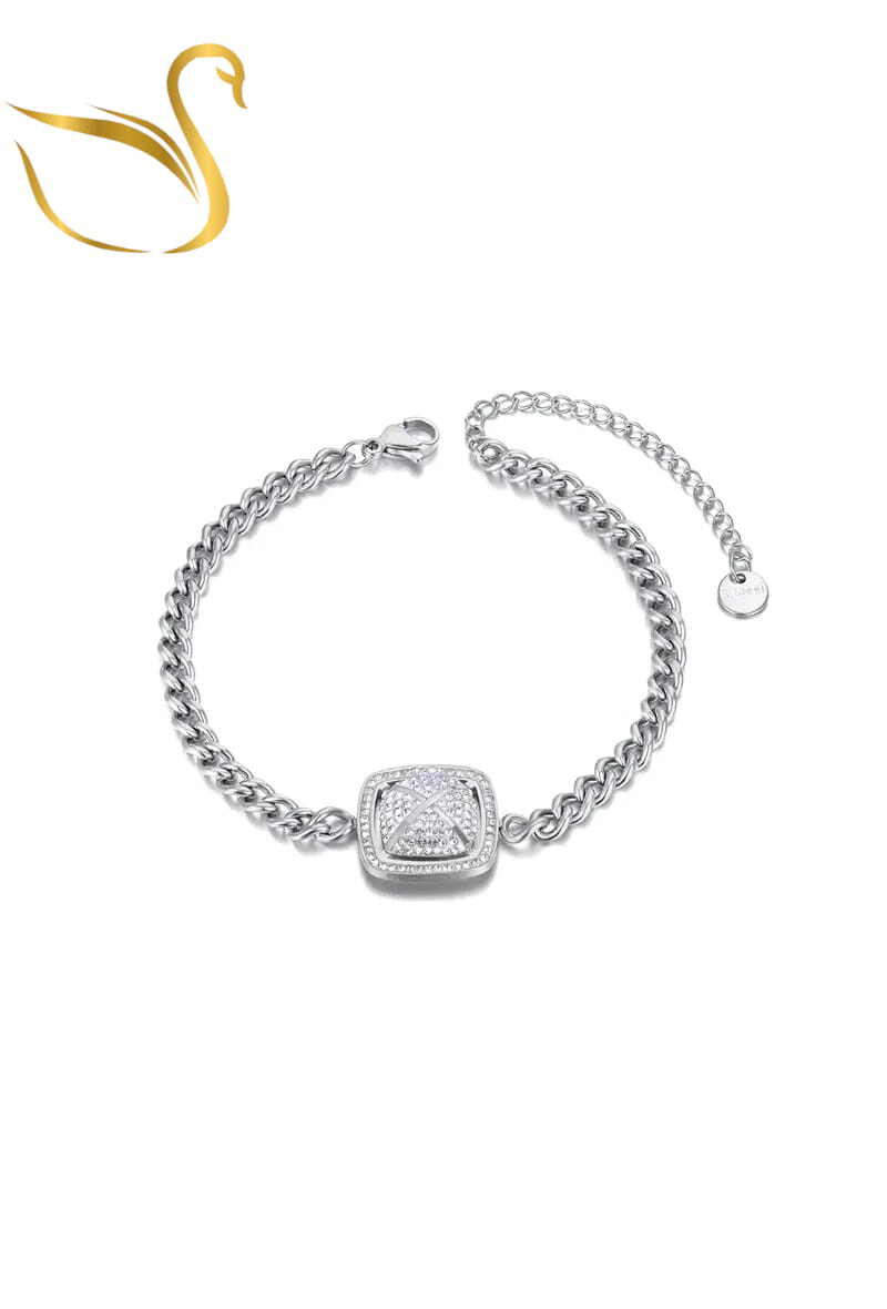 Grossiste Emma Fantaisies - Bracelet pyramide Argent