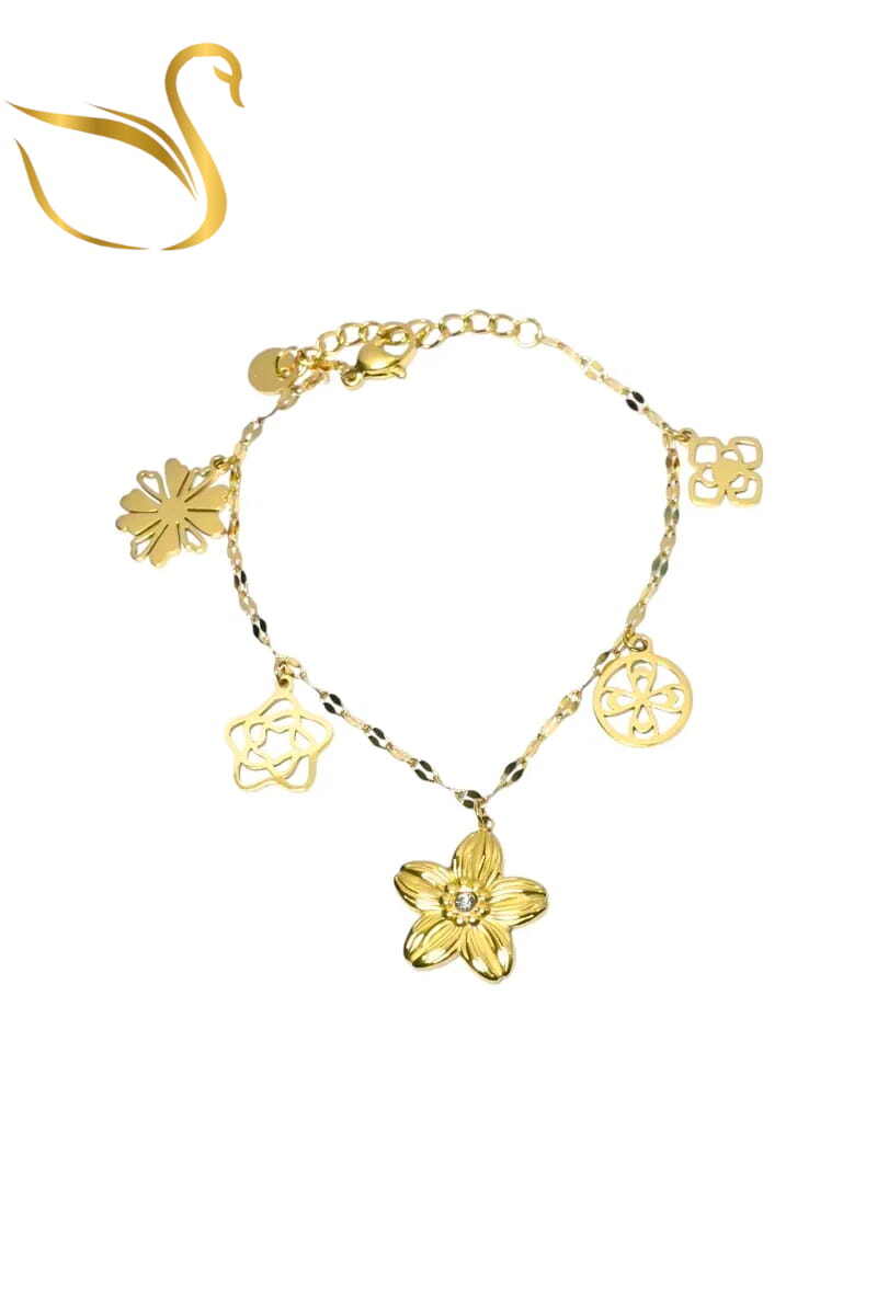 Grossiste Emma Fantaisies - Bracelet breloque fleur Or