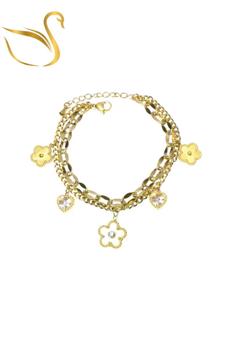Grossiste Emma Fantaisies - Bracelet breloque fleur Or